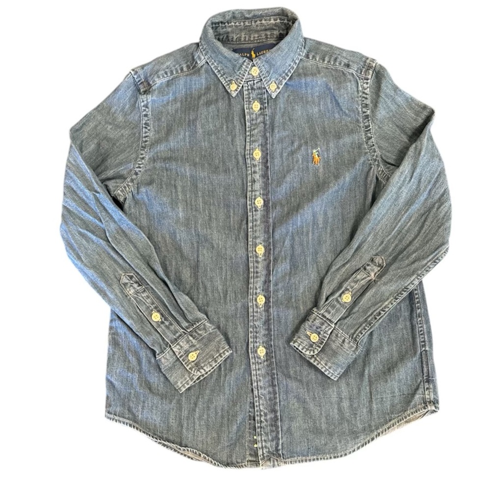 Kids Ralph Lauren Blue Denim Button Down Long Sleeve Shirt